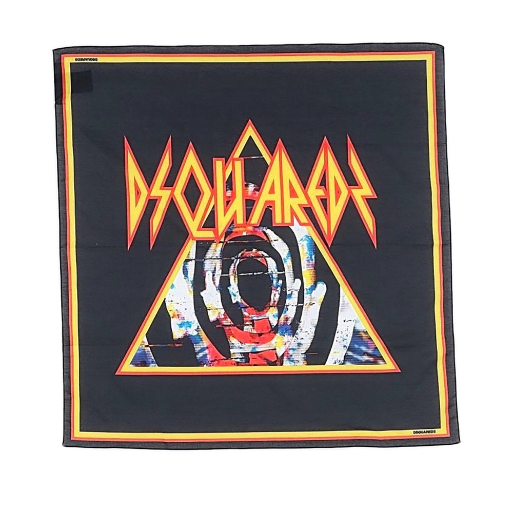 DSQUARED2 Black and Red Graphic Scarf